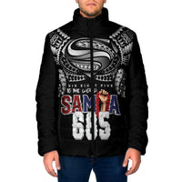 Super Samoa-Six Eight Five to The World Padded Jacket Traditional Samoan Tattoo Black Color