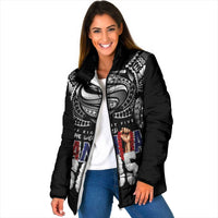 Super Samoa-Six Eight Five to The World Padded Jacket Traditional Samoan Tattoo Black Color