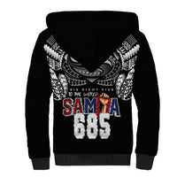 Super Samoa-Six Eight Five to The World Sherpa Hoodie Traditional Samoan Tattoo Black Color