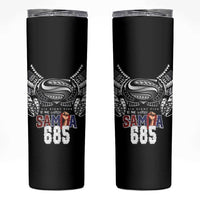 Super Samoa-Six Eight Five to The World Skinny Tumbler Traditional Samoan Tattoo Black Color