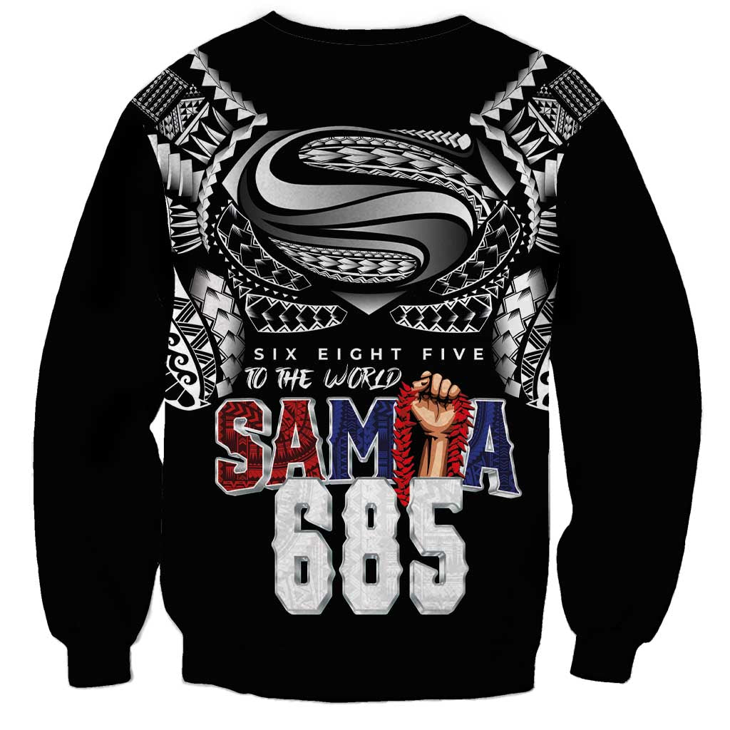 Super Samoa-Six Eight Five to The World Sweatshirt Traditional Samoan Tattoo Black Color LT03 - Polynesian Pride