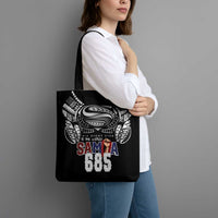 Super Samoa-Six Eight Five to The World Tote Bag Traditional Samoan Tattoo Black Color