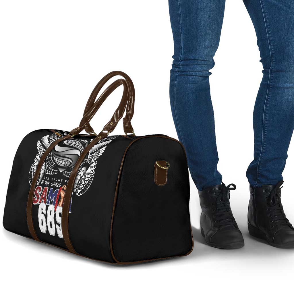 Super Samoa-Six Eight Five to The World Travel Bag Traditional Samoan Tattoo Black Color