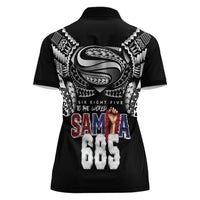 Super Samoa-Six Eight Five to The World Women Polo Shirt Traditional Samoan Tattoo Black Color