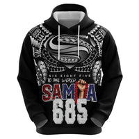Super Samoa-Six Eight Five to The World Zip Hoodie Traditional Samoan Tattoo Black Color
