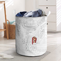 Super Samoa-Six Eight Five to The World Laundry Basket Traditional Samoan Tattoo All White