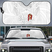 Super Samoa-Six Eight Five to The World Auto Sun Shade Traditional Samoan Tattoo All White