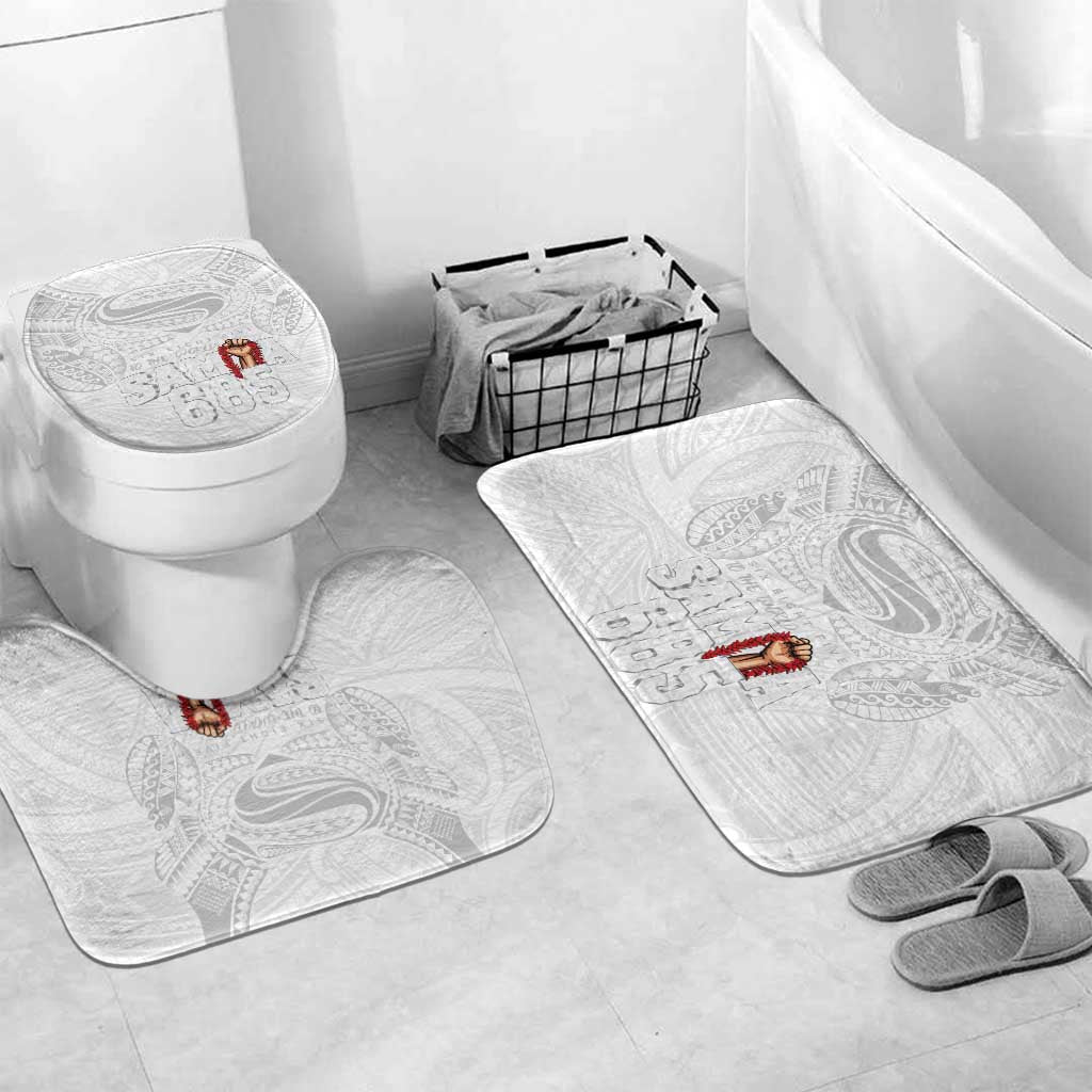 Super Samoa-Six Eight Five to The World Bathroom Set Traditional Samoan Tattoo All White
