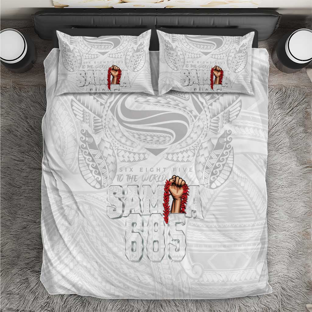 Super Samoa-Six Eight Five to The World Bedding Set Traditional Samoan Tattoo All White
