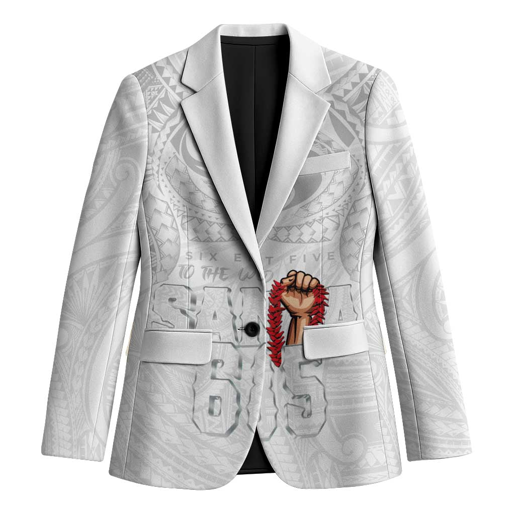 Super Samoa-Six Eight Five to The World Blazer Traditional Samoan Tattoo All White
