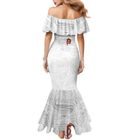Super Samoa-Six Eight Five to The World Family Matching Mermaid Dress and Hawaiian Shirt Traditional Samoan Tattoo All White LT03 - Polynesian Pride