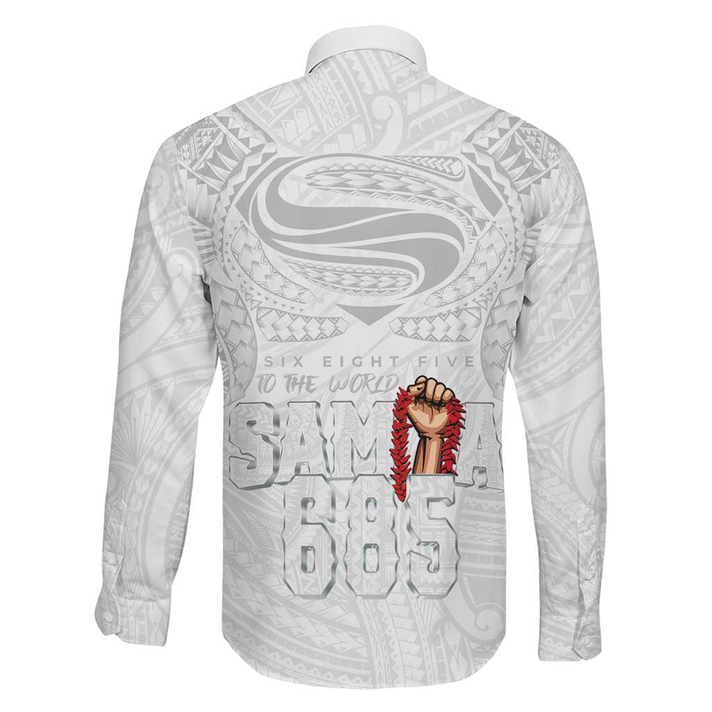 Super Samoa-Six Eight Five to The World Family Matching Off Shoulder Short Dress and Hawaiian Shirt Traditional Samoan Tattoo All White LT03 - Polynesian Pride