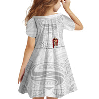 Super Samoa-Six Eight Five to The World Family Matching Short Sleeve Bodycon Dress and Hawaiian Shirt Traditional Samoan Tattoo All White LT03 - Polynesian Pride