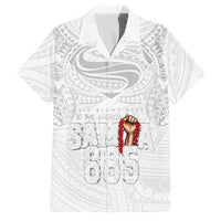 Super Samoa-Six Eight Five to The World Family Matching Tank Maxi Dress and Hawaiian Shirt Traditional Samoan Tattoo All White LT03 Dad's Shirt - Short Sleeve White - Polynesian Pride