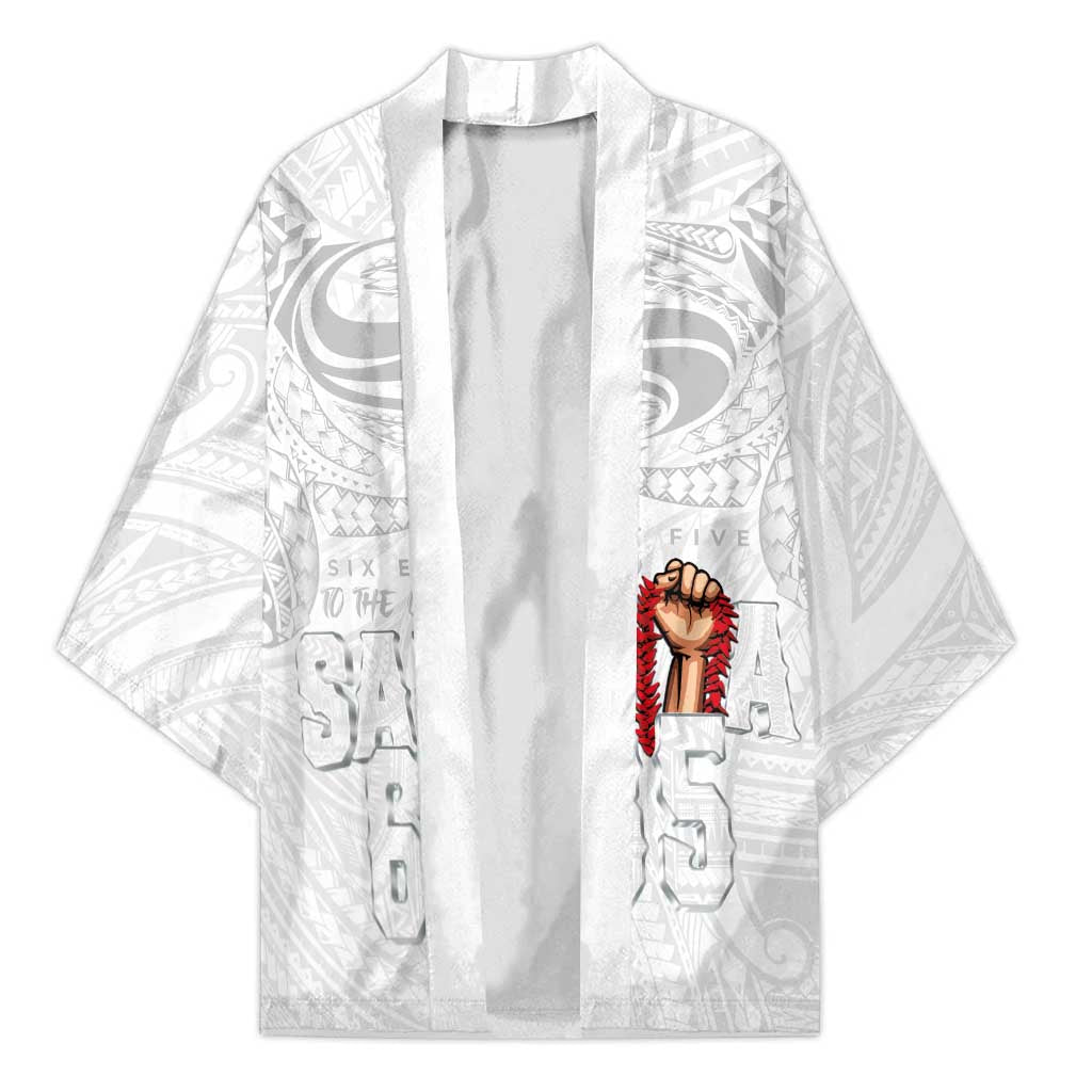 Super Samoa-Six Eight Five to The World Kimono Traditional Samoan Tattoo All White