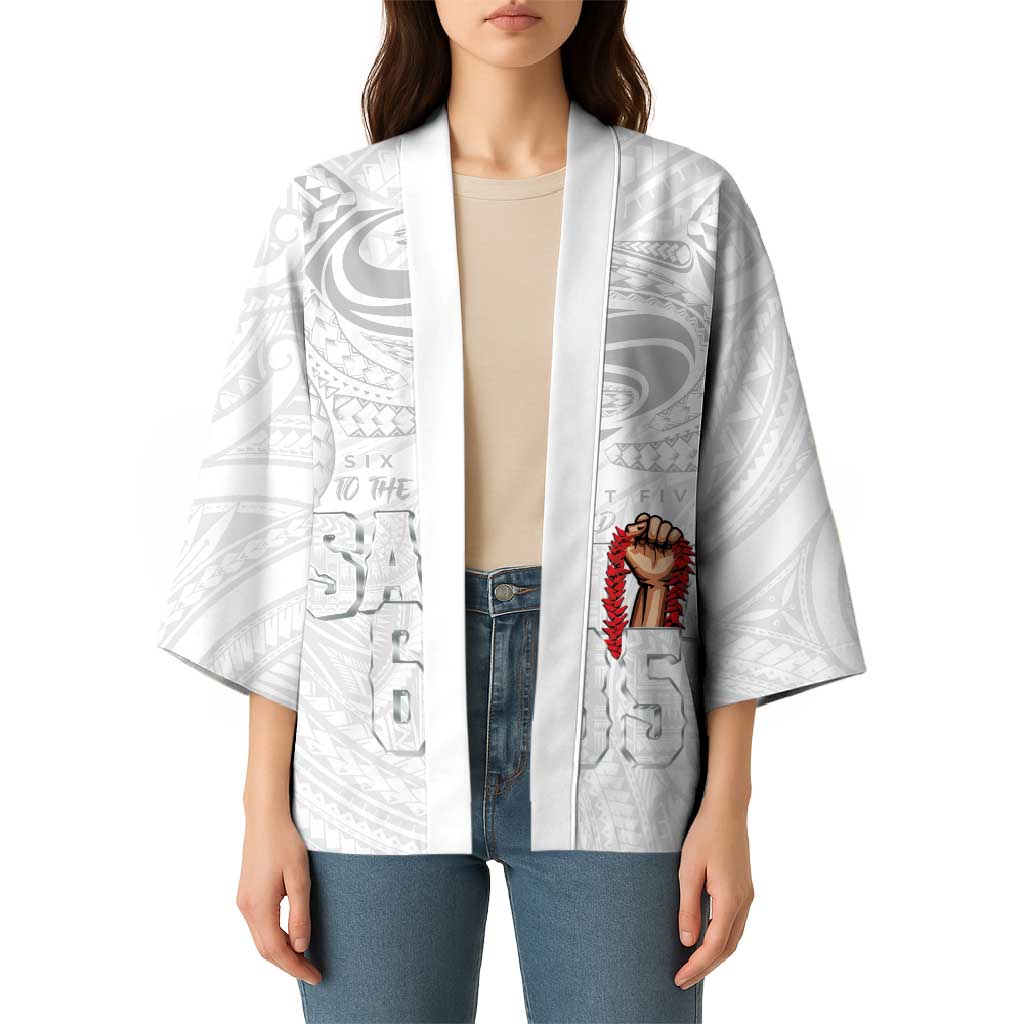 Super Samoa-Six Eight Five to The World Kimono Traditional Samoan Tattoo All White