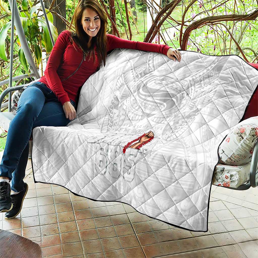 Super Samoa-Six Eight Five to The World Quilt Traditional Samoan Tattoo All White