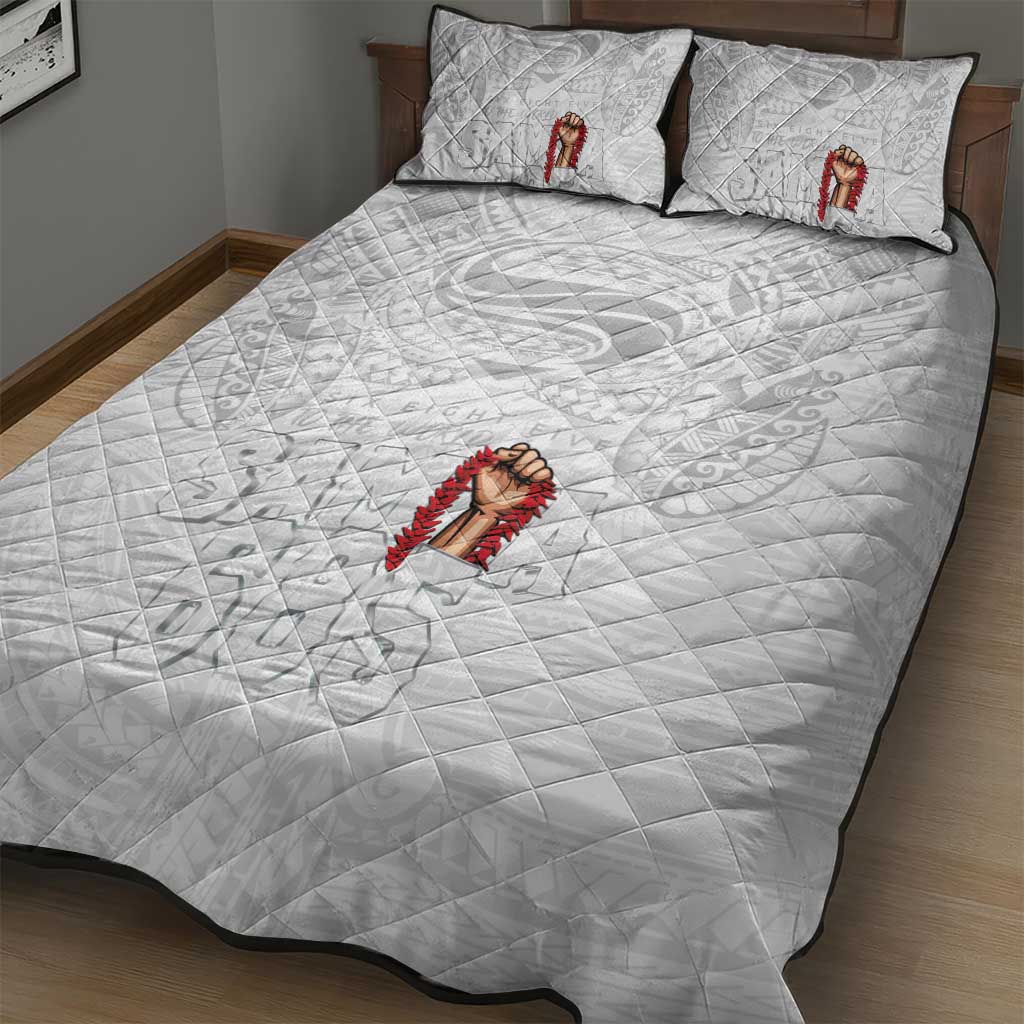 Super Samoa-Six Eight Five to The World Quilt Bed Set Traditional Samoan Tattoo All White