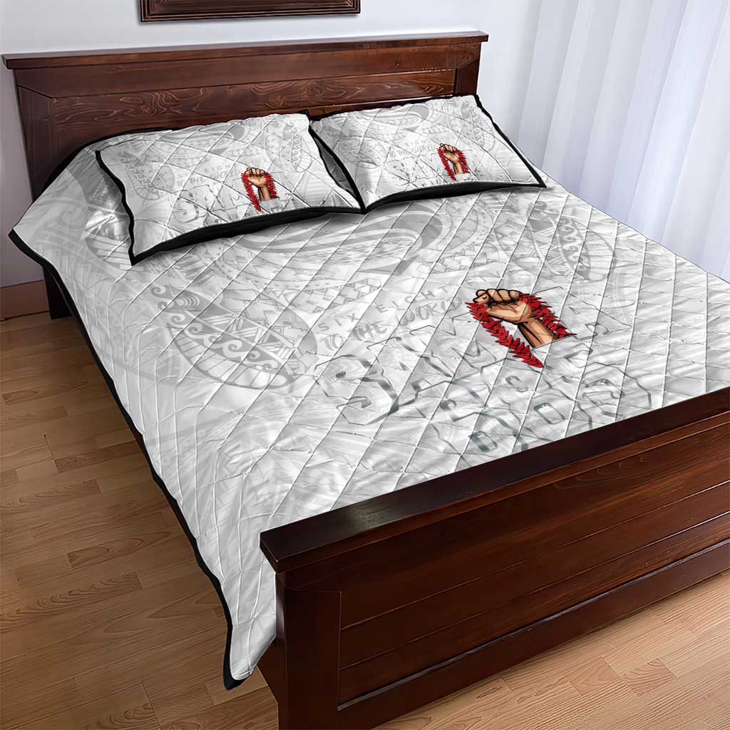 Super Samoa-Six Eight Five to The World Quilt Bed Set Traditional Samoan Tattoo All White