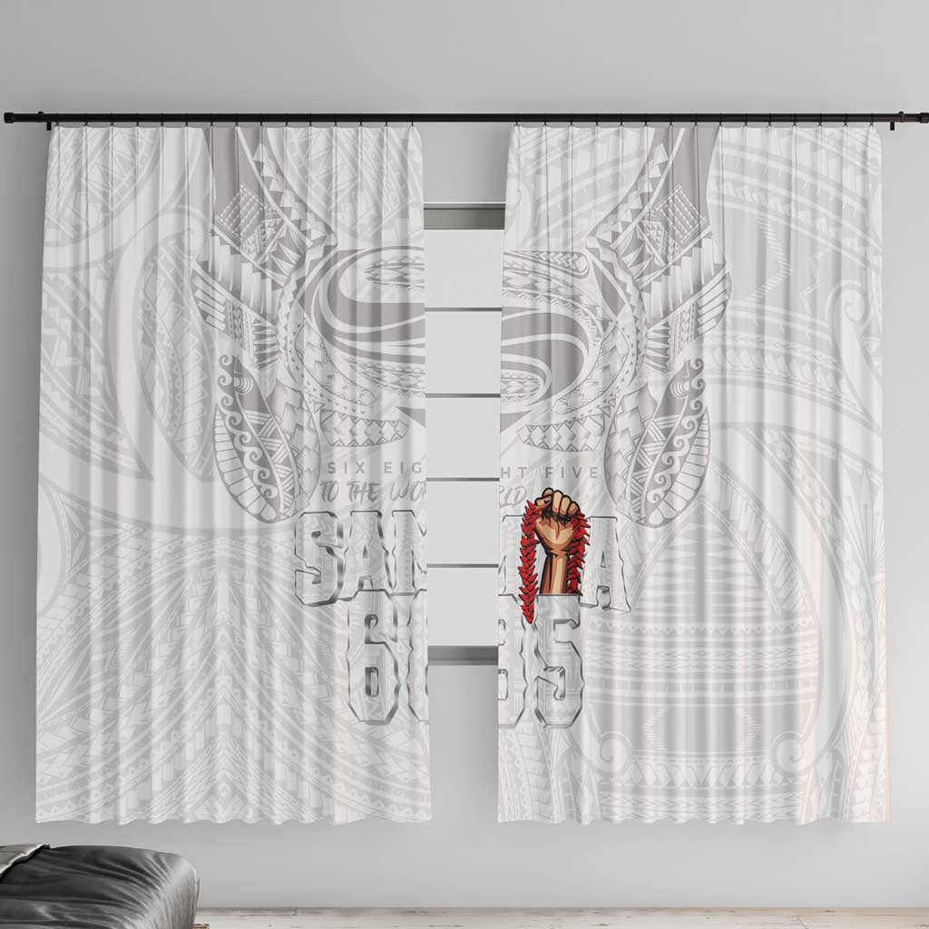 Super Samoa-Six Eight Five to The World Window Curtain Traditional Samoan Tattoo All White