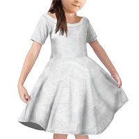Lotu Tamaiti Samoan Art Tattoo Polynesian Pattern Family Matching Mermaid Dress and Hawaiian Shirt LT03 Daughter's Dress White - Polynesian Pride