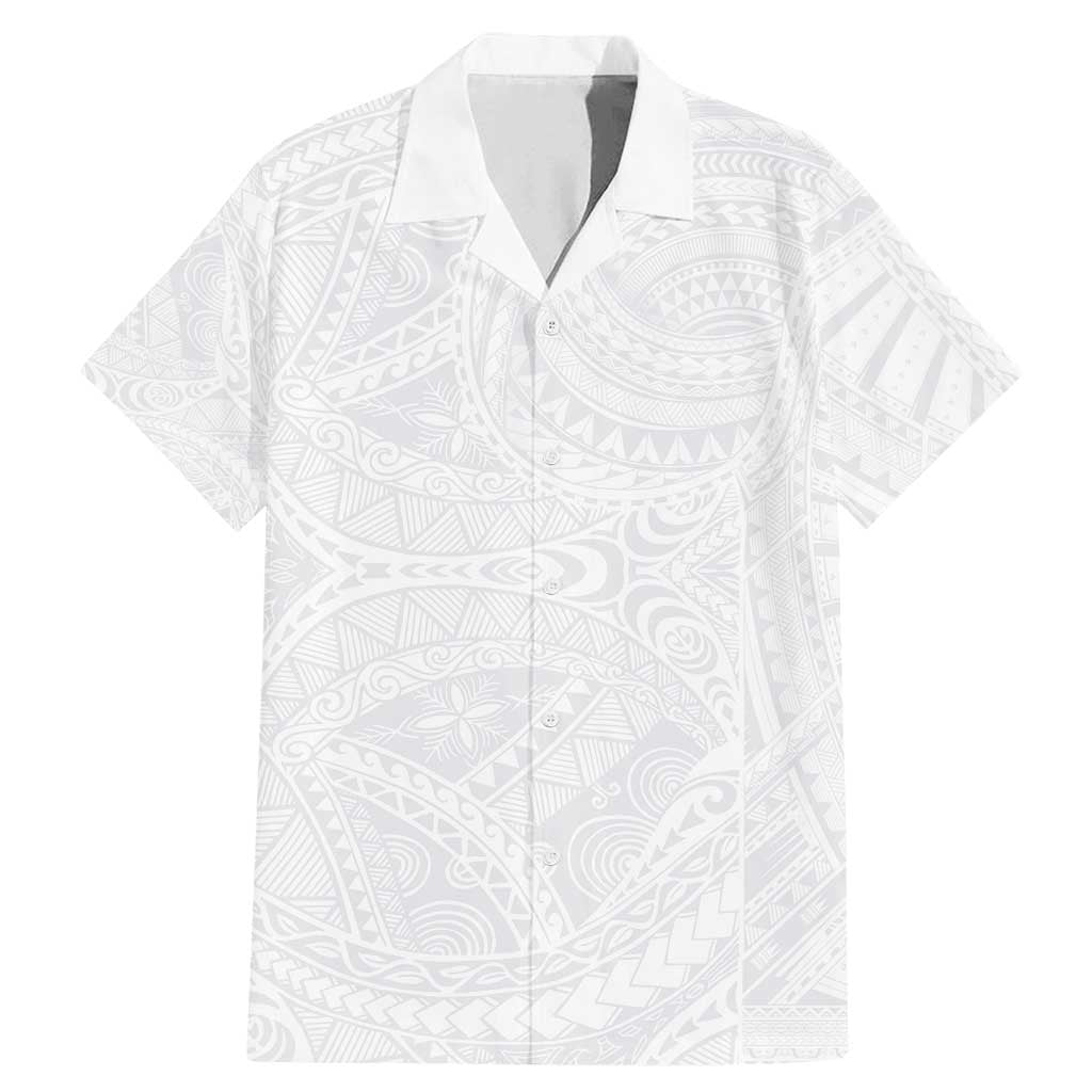 Lotu Tamaiti Samoan Art Tattoo Polynesian Pattern Family Matching Mermaid Dress and Hawaiian Shirt LT03 Dad's Shirt - Short Sleeve White - Polynesian Pride