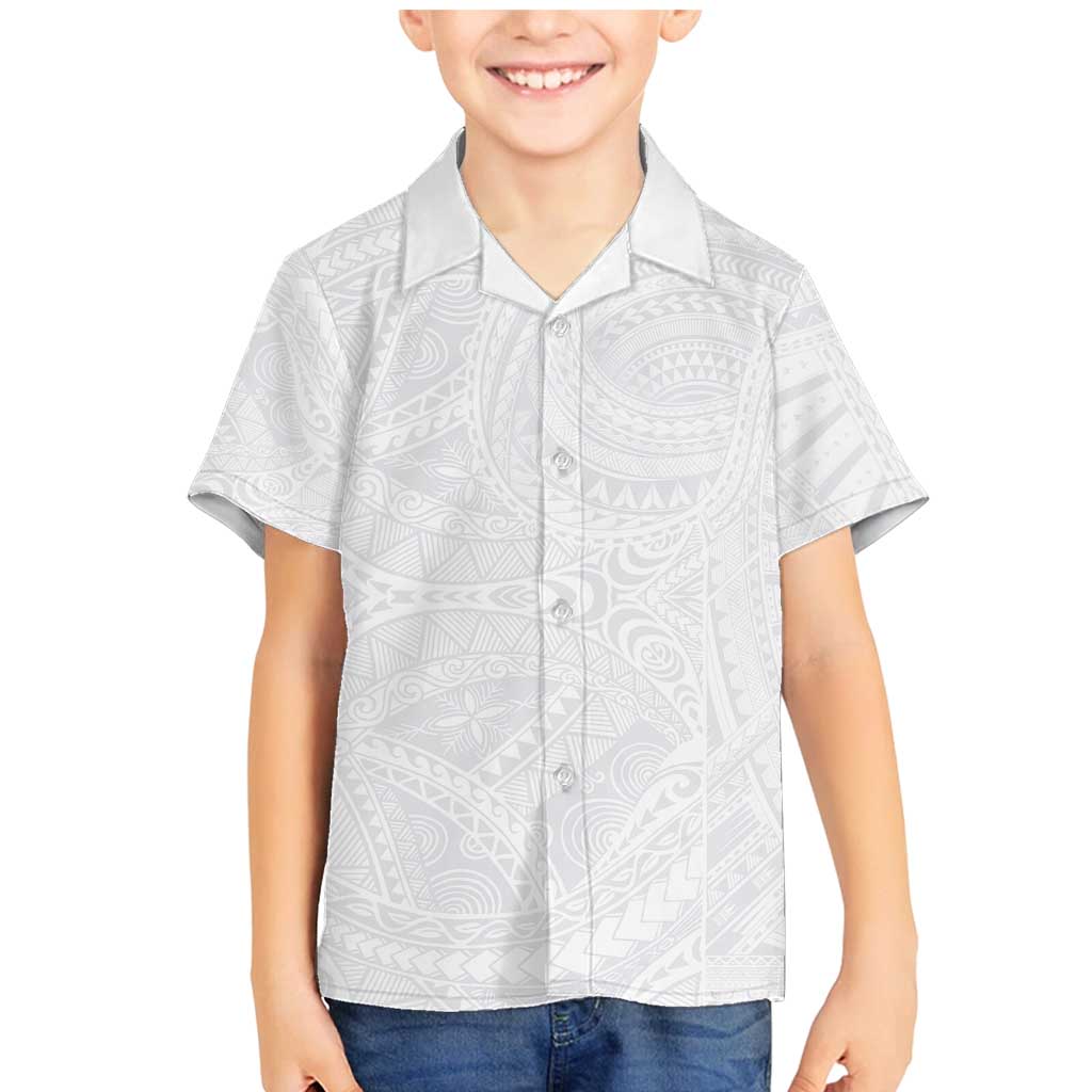 Lotu Tamaiti Samoan Art Tattoo Polynesian Pattern Family Matching Mermaid Dress and Hawaiian Shirt LT03 Son's Shirt White - Polynesian Pride