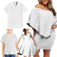 Lotu Tamaiti Samoan Art Tattoo Polynesian Pattern Family Matching Off Shoulder Short Dress and Hawaiian Shirt LT03 - Polynesian Pride