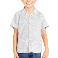 Lotu Tamaiti Samoan Art Tattoo Polynesian Pattern Family Matching Short Sleeve Bodycon Dress and Hawaiian Shirt LT03 Son's Shirt White - Polynesian Pride