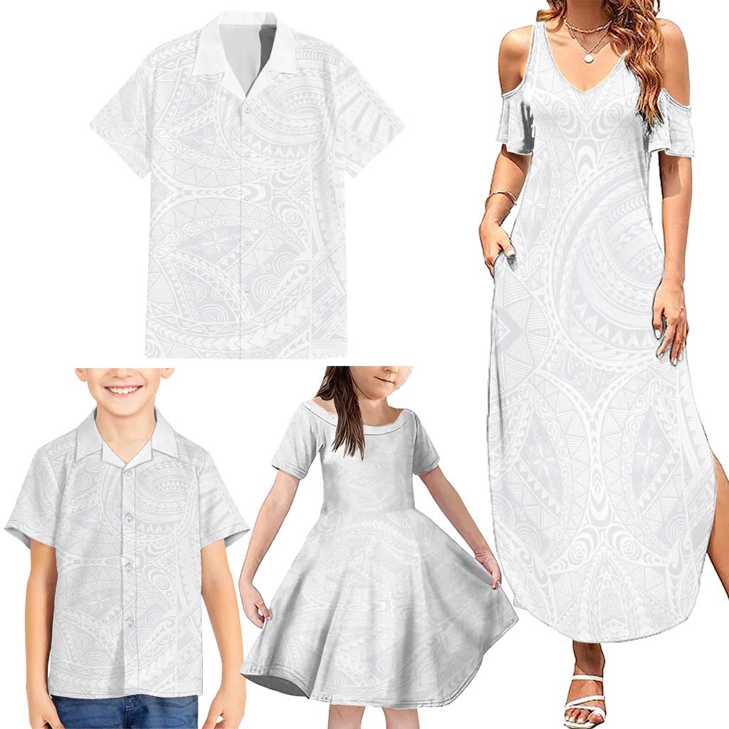 Lotu Tamaiti Samoan Art Tattoo Polynesian Pattern Family Matching Summer Maxi Dress and Hawaiian Shirt LT03 - Polynesian Pride