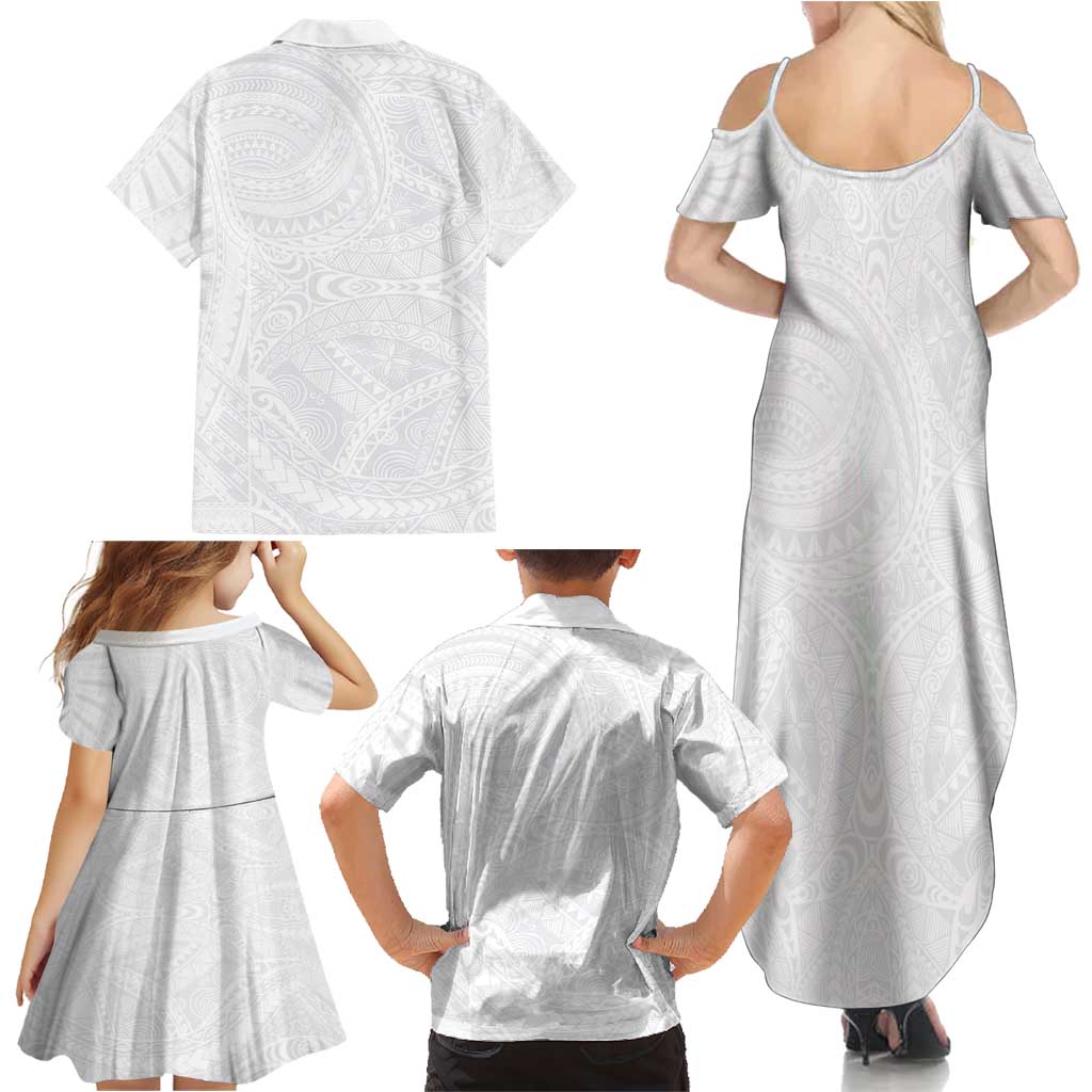 Lotu Tamaiti Samoan Art Tattoo Polynesian Pattern Family Matching Summer Maxi Dress and Hawaiian Shirt LT03 - Polynesian Pride