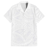 Lotu Tamaiti Samoan Art Tattoo Polynesian Pattern Family Matching Summer Maxi Dress and Hawaiian Shirt LT03 Dad's Shirt - Short Sleeve White - Polynesian Pride