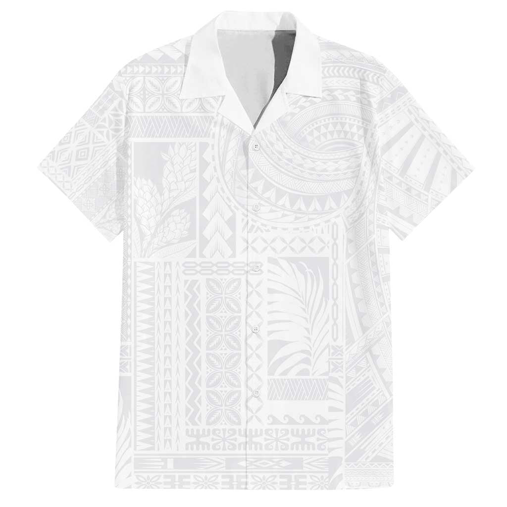 Lotu Tamaiti Samoan Art Tattoo Siapo Pattern Family Matching Long Sleeve Bodycon Dress and Hawaiian Shirt LT03 Dad's Shirt - Short Sleeve White - Polynesian Pride