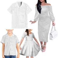 Lotu Tamaiti Samoan Art Tattoo Siapo Pattern Family Matching Off The Shoulder Long Sleeve Dress and Hawaiian Shirt LT03 - Polynesian Pride