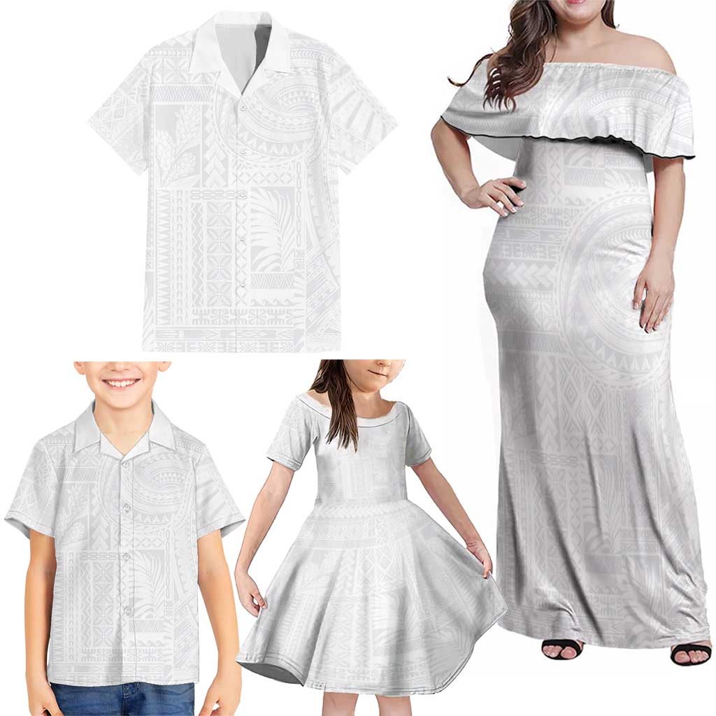 Lotu Tamaiti Samoan Art Tattoo Siapo Pattern Family Matching Off Shoulder Maxi Dress and Hawaiian Shirt LT03 - Polynesian Pride