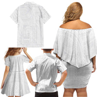 Lotu Tamaiti Samoan Art Tattoo Siapo Pattern Family Matching Off Shoulder Short Dress and Hawaiian Shirt LT03 - Polynesian Pride