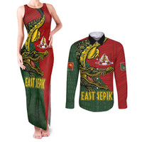 Sepik River Crocodile & Arts Festival Melanesian Pattern Couples Matching Tank Maxi Dress and Long Sleeve Button Shirt