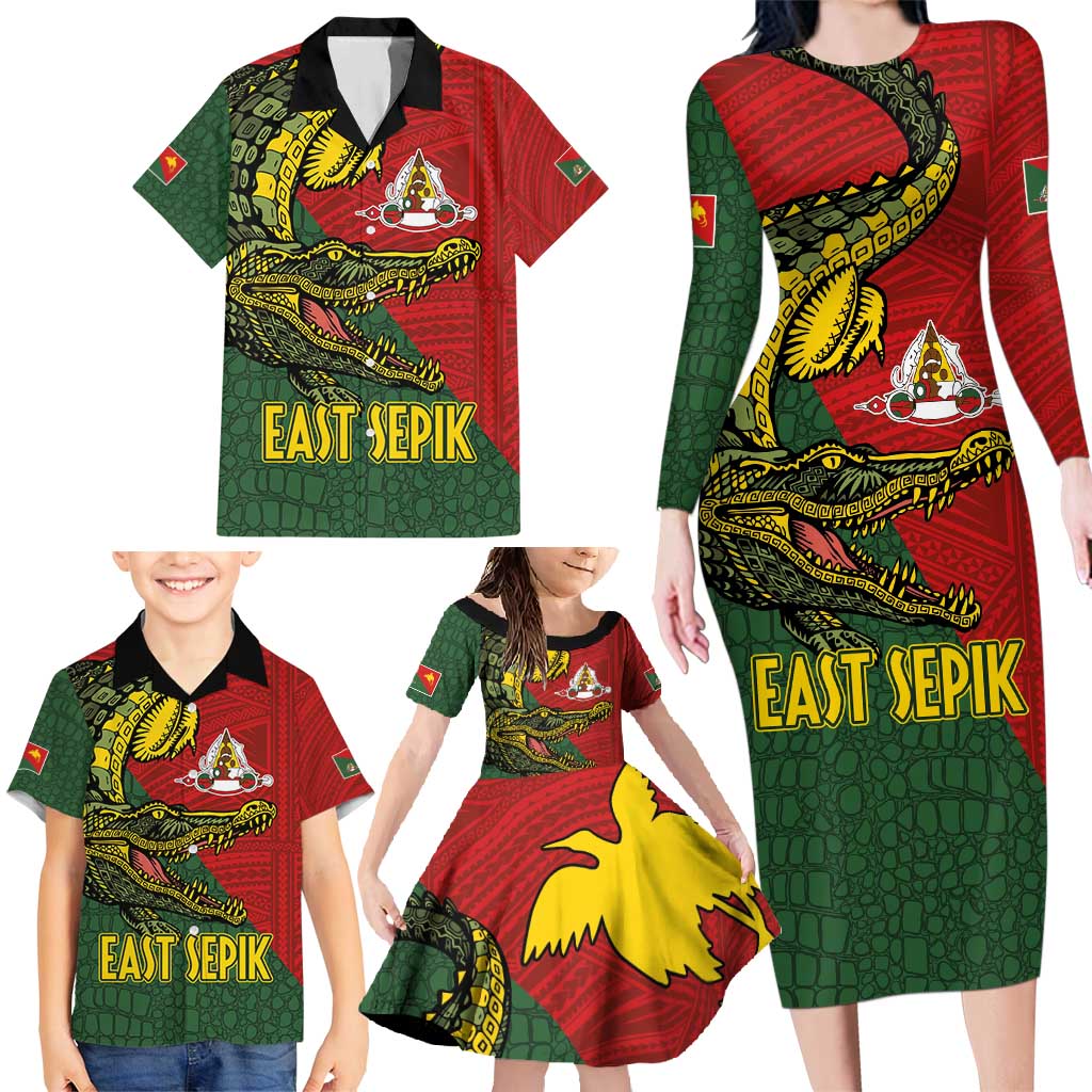Sepik River Crocodile & Arts Festival Melanesian Pattern Family Matching Long Sleeve Bodycon Dress and Hawaiian Shirt LT03 - Polynesian Pride