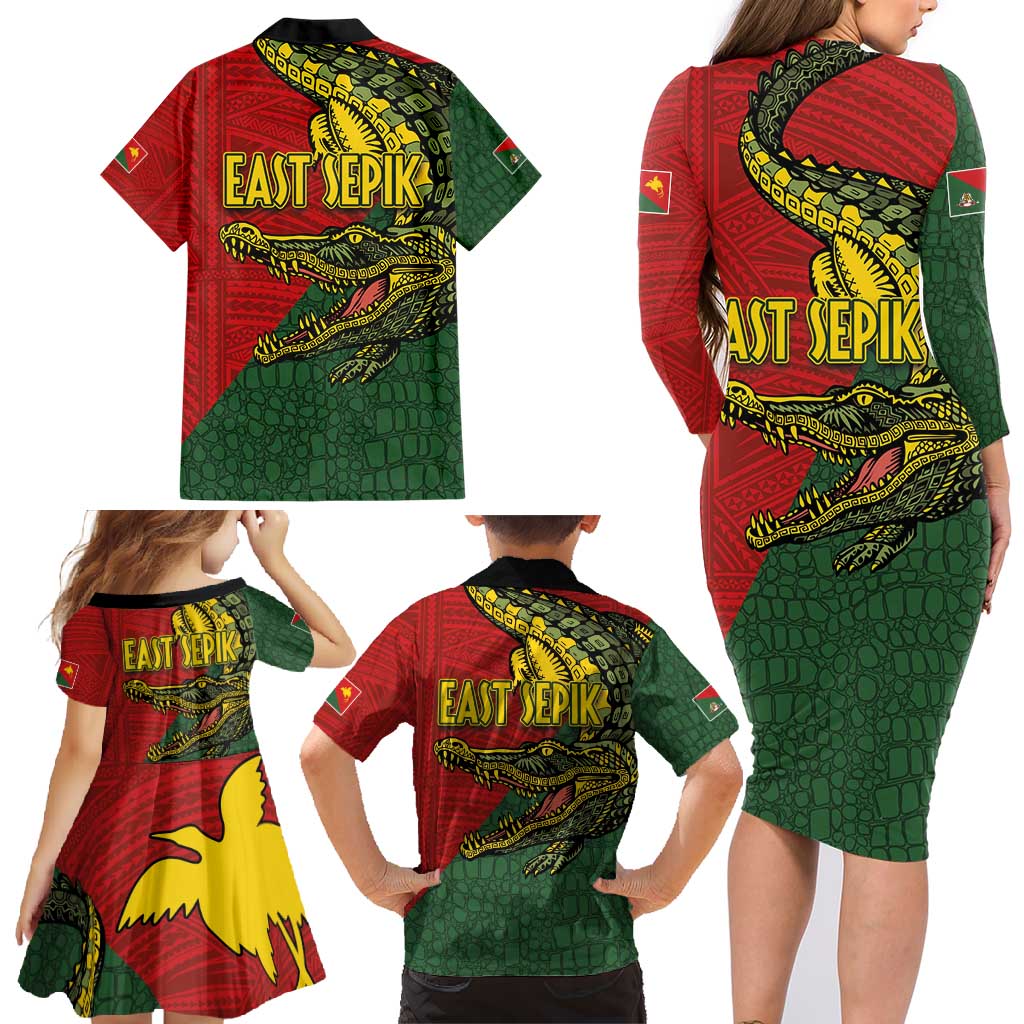 Sepik River Crocodile & Arts Festival Melanesian Pattern Family Matching Long Sleeve Bodycon Dress and Hawaiian Shirt LT03 - Polynesian Pride