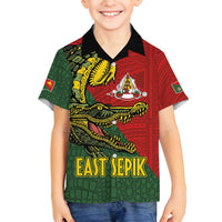 Sepik River Crocodile & Arts Festival Melanesian Pattern Family Matching Long Sleeve Bodycon Dress and Hawaiian Shirt LT03 Son's Shirt Red - Polynesian Pride