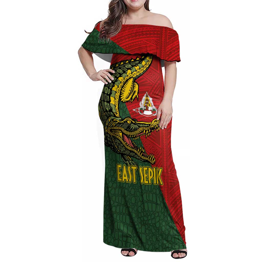 Sepik River Crocodile & Arts Festival Melanesian Pattern Family Matching Off Shoulder Maxi Dress and Hawaiian Shirt LT03 Mom's Dress Red - Polynesian Pride