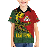 Sepik River Crocodile & Arts Festival Melanesian Pattern Family Matching Off Shoulder Short Dress and Hawaiian Shirt LT03 Son's Shirt Red - Polynesian Pride