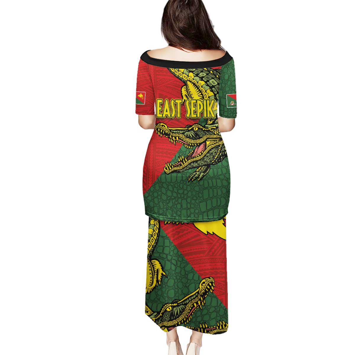 Sepik River Crocodile & Arts Festival Melanesian Pattern Family Matching Puletasi and Hawaiian Shirt