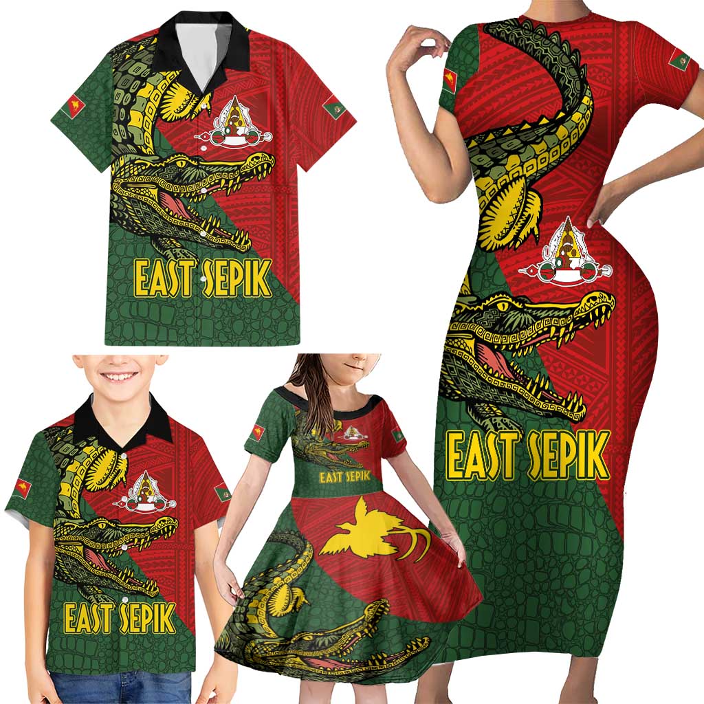 Sepik River Crocodile & Arts Festival Melanesian Pattern Family Matching Short Sleeve Bodycon Dress and Hawaiian Shirt LT03 - Polynesian Pride