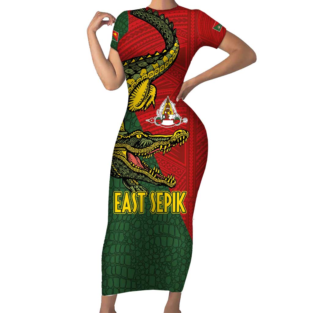 Sepik River Crocodile & Arts Festival Melanesian Pattern Family Matching Short Sleeve Bodycon Dress and Hawaiian Shirt LT03 Mom's Dress Red - Polynesian Pride