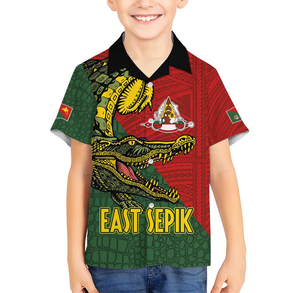 Sepik River Crocodile & Arts Festival Melanesian Pattern Family Matching Short Sleeve Bodycon Dress and Hawaiian Shirt LT03 Son's Shirt Red - Polynesian Pride