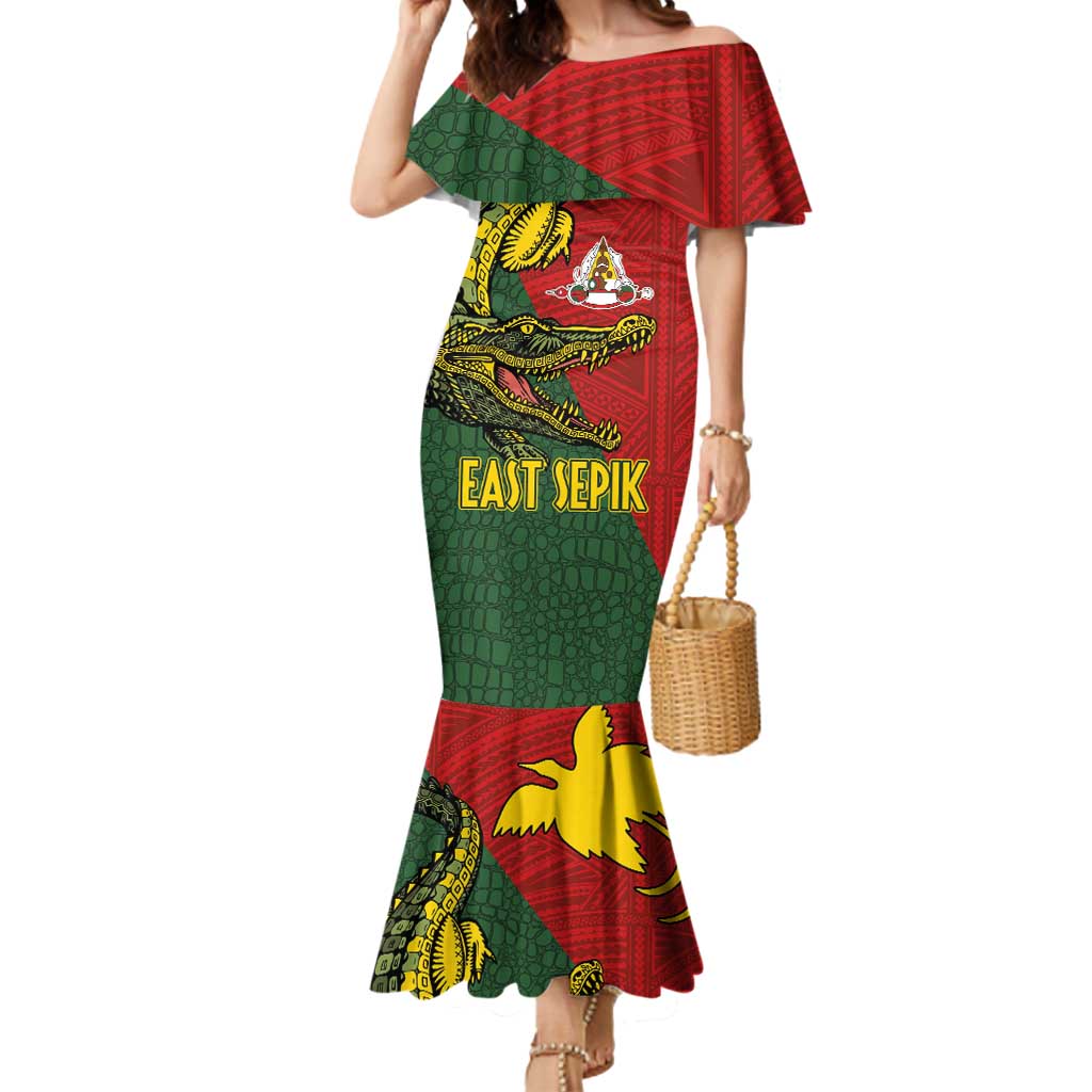 Sepik River Crocodile & Arts Festival Melanesian Pattern Mermaid Dress LT03 Women Red - Polynesian Pride