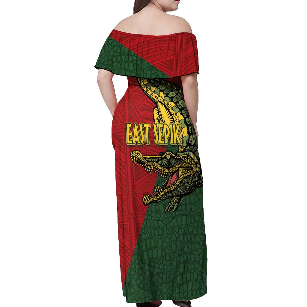 Sepik River Crocodile & Arts Festival Melanesian Pattern Off Shoulder Maxi Dress LT03 - Polynesian Pride