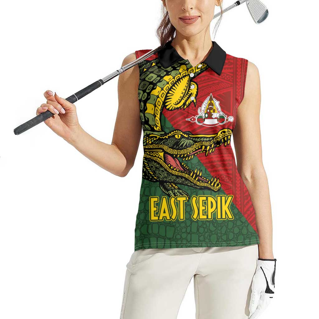 Sepik River Crocodile & Arts Festival Melanesian Pattern Women Sleeveless Polo Shirt