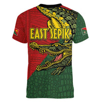 Sepik River Crocodile & Arts Festival Melanesian Pattern Women V-Neck T-Shirt